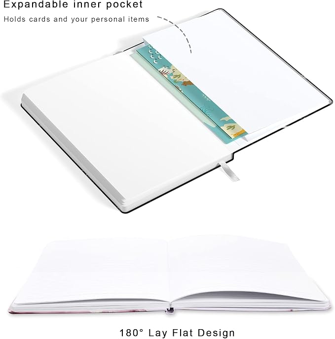 Lined Journal Notebook, Marble Hardcover, Medium 5.7 x 8.4 in, 160 Pages Thick Paper, Cute Aesthetic College Ruled Notebook for Journaling Writing Work Office School Men Women, Black White Gold