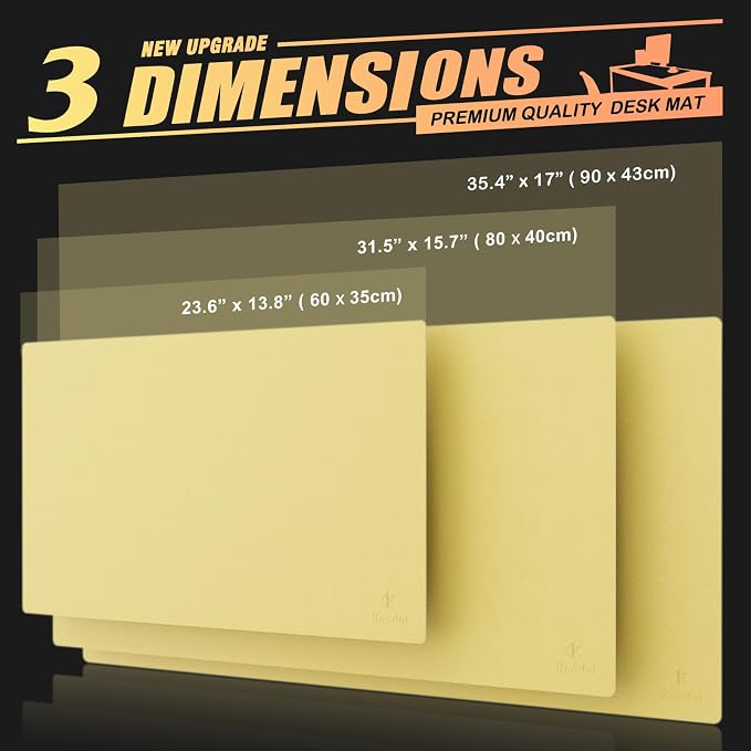 K KNODEL Large Office Desk Mat, Leather Mouse Pad (31.5"x15.7", Yellow) | Desk Pad, Keyboard Pad, Computer and Laptop Mat, Desktop Protector and Cover, Writing Pad and Blotter for Home Office