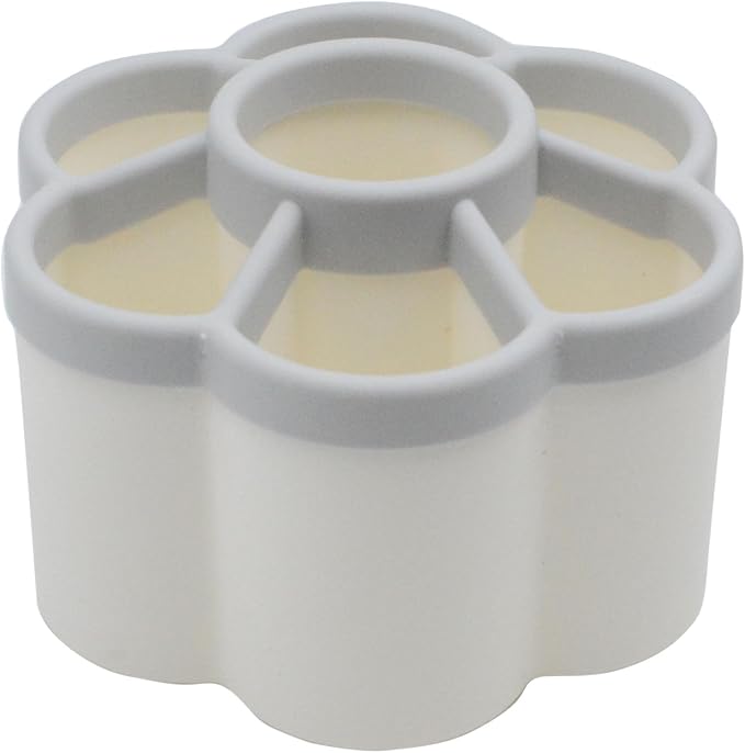Rotating Pen Holder, 6 Inch x 4.2 Inch 7 Grid Rotatable Pencil Desk Top Holder for School, Home and Office (white)