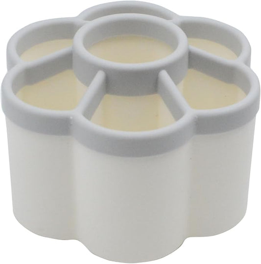 Rotating Pen Holder, 6 Inch x 4.2 Inch 7 Grid Rotatable Pencil Desk Top Holder for School, Home and Office (white)