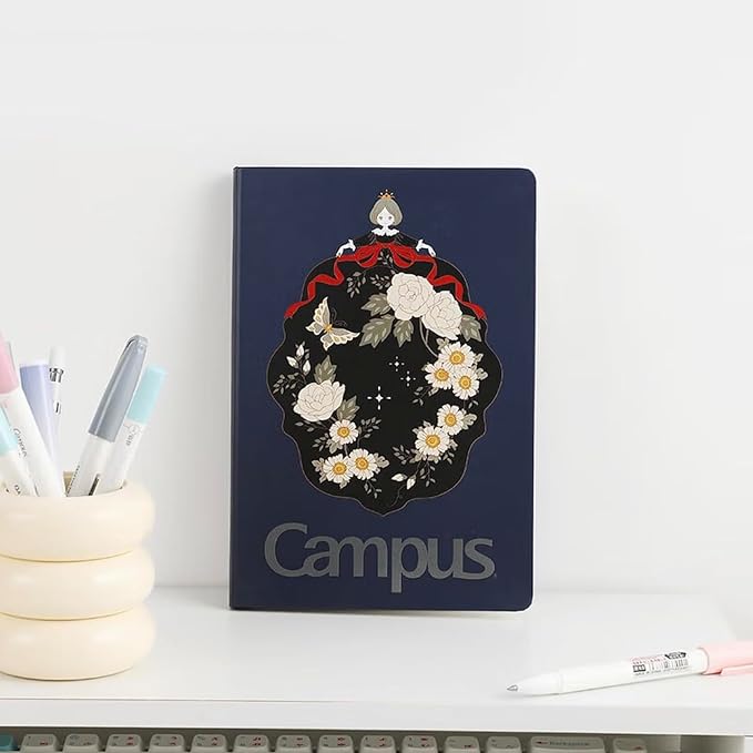KOKUYO Lined Journal Notebook, A5 Hardcover Notebook for Women in 8mm Ruled, 100 Sheets Travel Journal in 5.5'' x 8'', Journaling, Writing, Work & Office, 70 GSM Japanese Smooth Paper, Navy