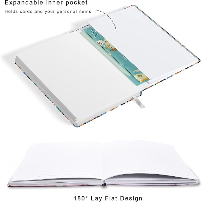 Lined Journal Notebook, Hardcover Journal for Women, Medium 5.7 x 8.4 in, 160 Pages Thick Paper, Cute Aesthetic Floral A5 Ruled Notebook for Journaling Writing Work School Office, Purple Flower