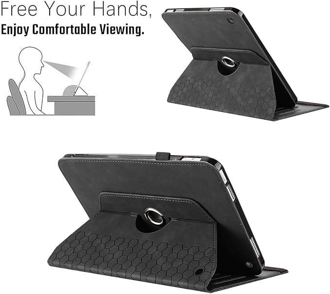 Rotating Case for Amazon Kindle Fire HD 10 Tablet & Fire 10 Plus Case,Black | (13th/11th Generation 2023/2021 Release) 360 Degree Swivel PU Leather Folio Stand Cover for 10.1" Fire HD 10 11th/13th Case