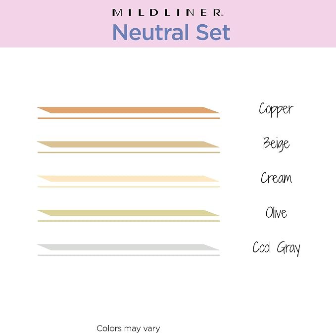 Zebra Pen Mildliner Dual-Tip Highlighter Set, Broad and Fine Tips, No Bleed, Ideal for Bible Highlighting, Journaling, School and Office Supplies, Assorted Neutral Vintage Ink Colors, 5-Pack (78605)