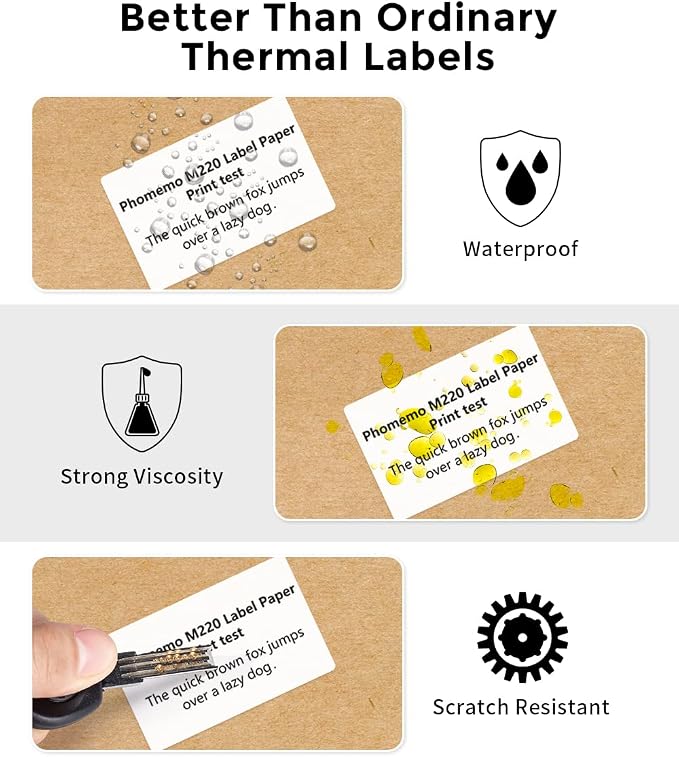 Phomemo 3 Roll 1.96" x 3.14" Multi-Purpose Thermal Label | Compatible with M110/M220/M108/M250/M260/ M150/ M120/M200/M221 Printer,for Barcode,Name,Address,Labeling,Mailing,Business