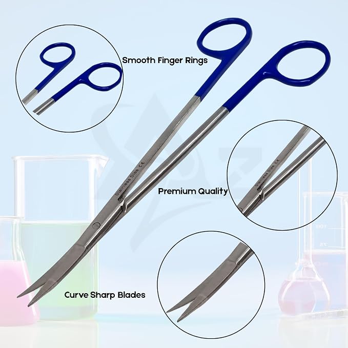 A2Z Iris Micro Tip Scissors 7" Curved, Nurse Essential Shears – Fine Precision Stainless Steel Utility Scissors for Lab Use, Training, Crafting, & Grooming - Suitable for Lab, Home, Car & Travel