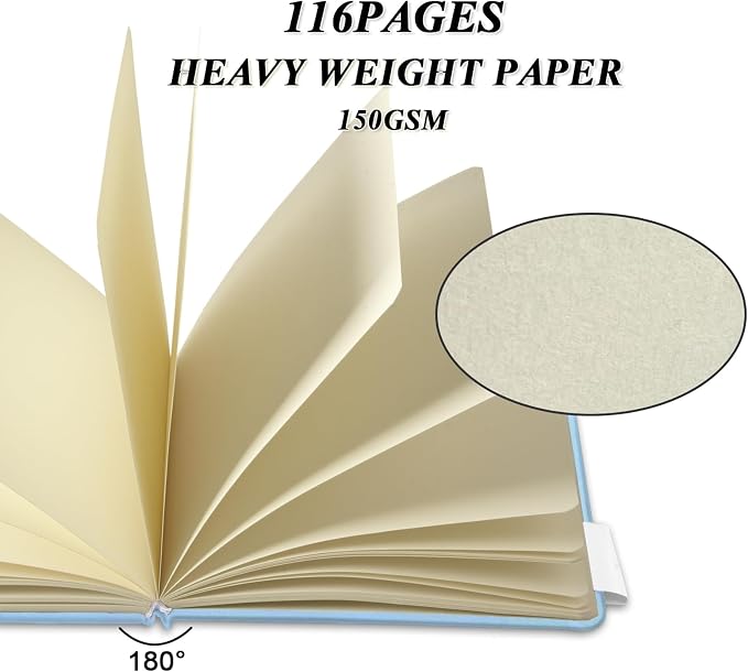 5" x 5" Hardcover Sketch Book,58 Sheets Small Mixed Media Pocket Sketch Pad | PU Cover,150 GSM Acid Free Artist Drawing Paper,Travel Journal Blank Notebook for Adults Sketching,Illustration.