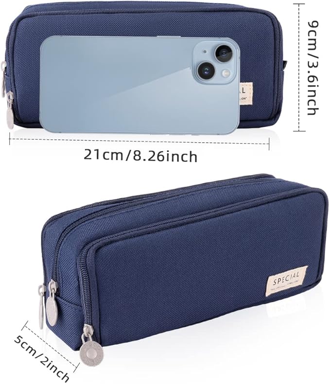 iSuperb Large Pencil Case 3 Compartments Pencil Pouch Big Capacity Pencil Bag for Kids Teen Girls Boys Student School Supplies Oxford Organizer Pen Bag Cosmetic Makeup Pouch