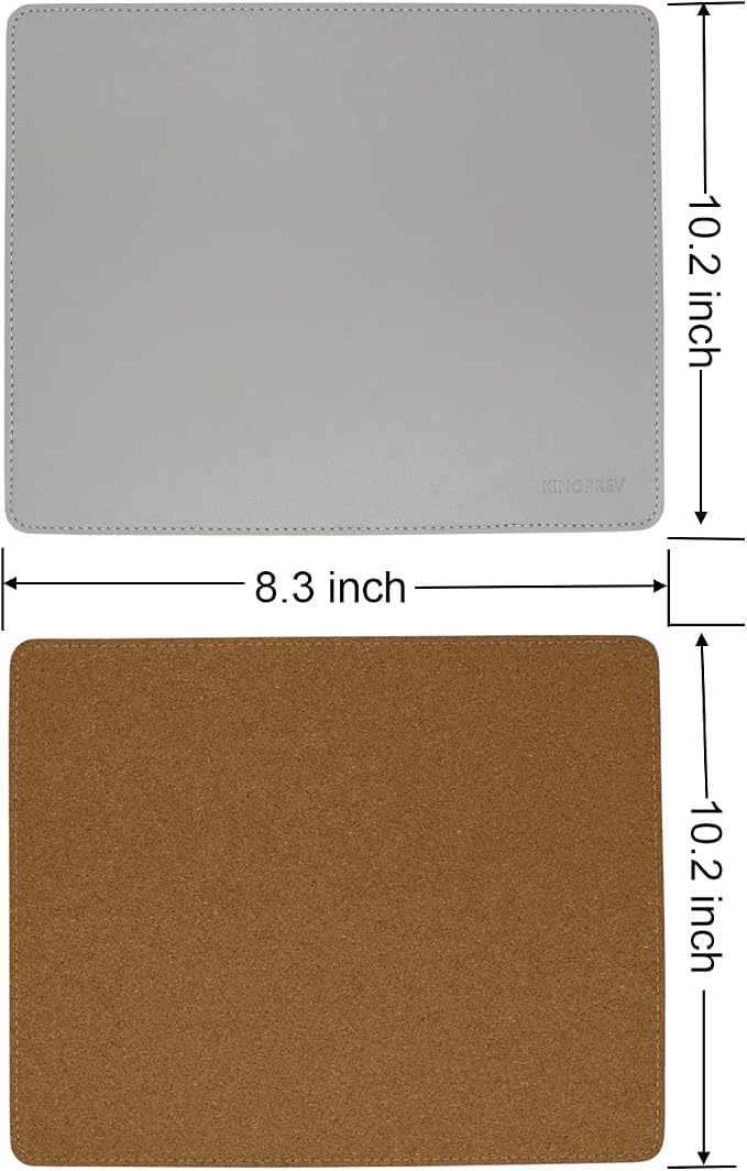 Leather Mouse Pad - Wood Mouse Pads with Stitched Edge,PU Non-Slip Mouse Mat,Double Side Mousepad,Waterproof Gaming Mouse Pad for Desk,Laptop,Office & Home,10.2" x 8.3",1 Pack (Light Gray)