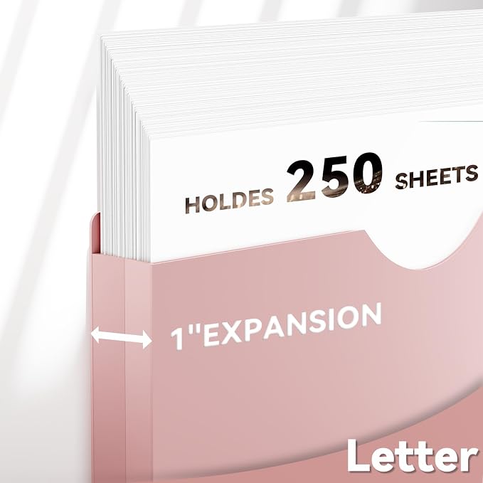 Plastic 1 Inch File Jackets Letter Size,Heavy Duty Expansion Pocket | Expanding File Folde for Documents,12 Pack Manilla Pocket Folders,Job Folders File Jacket with Straight Cut Tabs,Pastel Color
