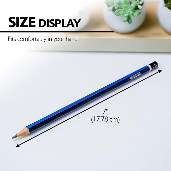 BAZIC PRODUCTS #2B Premium Wood Pencils, 12 Count, for Drawing | Softer #2B graphite for dark, bold lines, Wood barrel, fine point, shading, sketching, writing
