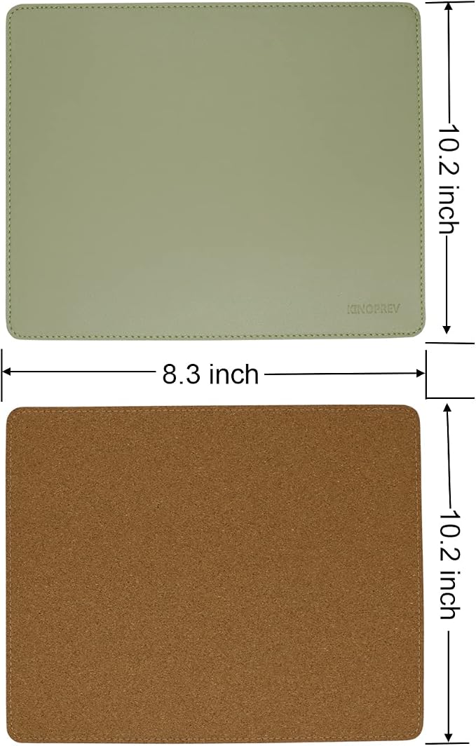 Leather Mouse Pad - Wood Mouse Pads with Stitched Edge,PU Non-Slip Mouse Mat,Double Side Mousepad,Waterproof Gaming Mouse Pad for Desk,Laptop,Office & Home,10.2" x 8.3",1 Pack (Matcha Green)