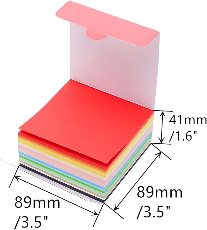 Tear Off Notepad 3.5x3.5 Non Sticky Notes 380 Sheets Tearable 80gsm Memo Paper 19 Colors Note pad Black Square Cube for Taking Notes (3.5" x 3.5")