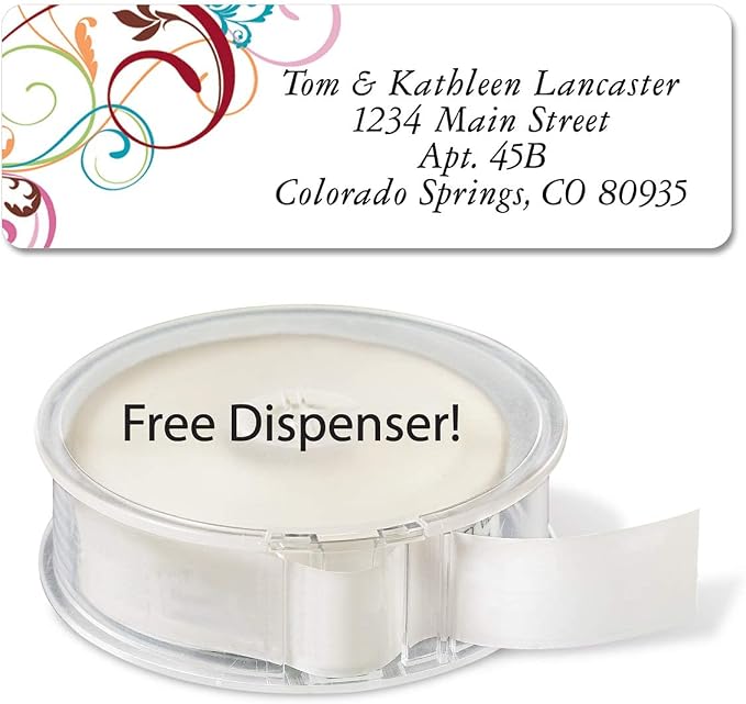 Colorful Images Rolled Personalized Return Address Labels | Fantasia, 250 Count, Self-Adhesive, With Dispenser, Customize with Name & Shipping Address