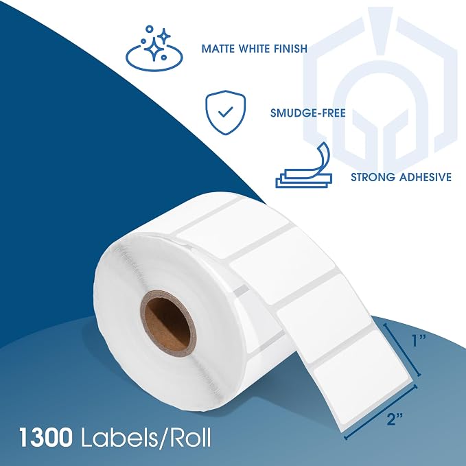 2" X 1” Direct Thermal Labels (13000 Count, 10 Rolls) - Perforated | UPC Barcode Stickers, SKU Labels, Address and Mailing - Compatible With Zebra and Rollo Printers - Spartan Industrial