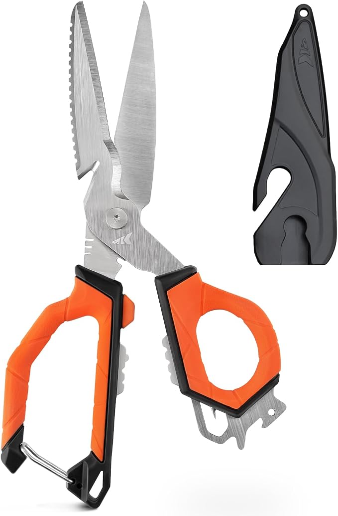 KastKing Paradox 9-Inch Fishing Bait Shears | Multifunctional Fishing Scissors With 5CR15 Stainless Steel Blades, Non-Slip Elastomer Handle, Protective Sheath