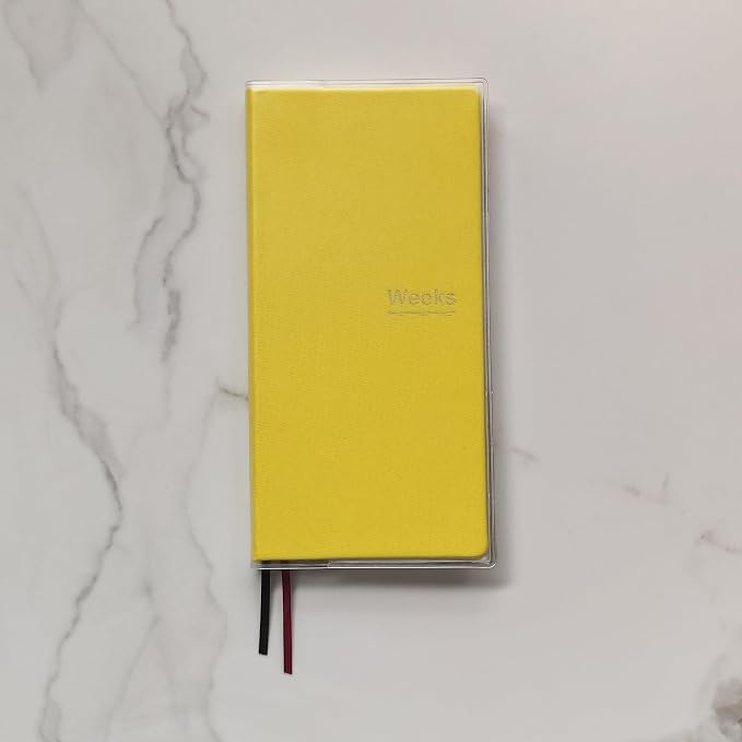 Undated Weekly Planner Notebook Pocket Organizer Appointment Book Journal Notebook A6 Week Plan Notepad (Yellow with cover)