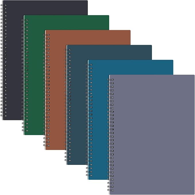 Fuutreo 6 Pack Spiral Notebook 10.5x7.45 Notebook,Retro Color,Business