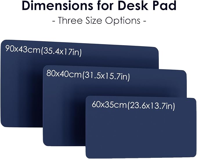 Leather Desk Pad Protector, Waterproof Mouse Pad, PU Desk Mat, Office Desk Cover, Desk Writing Mat for Office/Home/Work/Cubicle (Dark Blue) 23.6x13.7 in