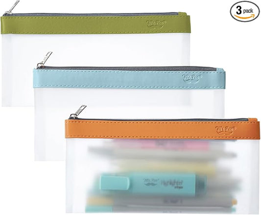 Mr. Pen- Clear Pencil Pouch, 8.50"x4.25", 3 Pack, Durable TPU Material | Medium Water-Resistant Pencil Bags with Smooth Zipper, Multipurpose Clear Pouch for Stationery, School, Office