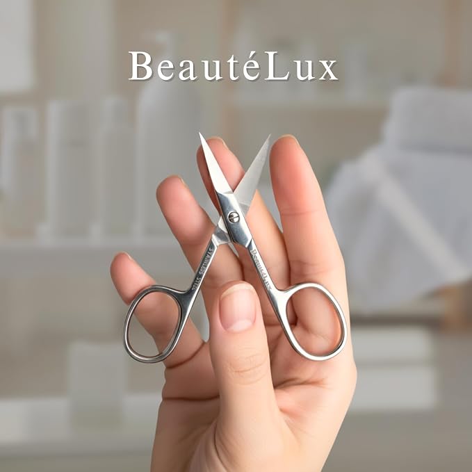 Professional Curved Grooming Scissors – Stainless Steel Precision Scissors for Eyebrow & Cuticle Care (Eyebrow - Curved, 3.5'' Inches)