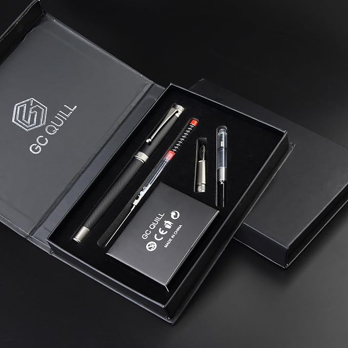 Fountain Pen Set - Fine & Medium Nibs, Includes 18 Ink Cartridges, Ink Refill Converter & Syringe Filler, Gift for Writing, Journaling & Calligraphy MU-13