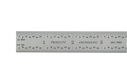 PEC Tools 6" x 150mm Machinist Metal Ruler, High Carbon Steel, English/Metric Markings 1/32", 1/64", 0.5mm, 1mm, Suitable for Engineers Between Imperial and Metric Systems, Made in USA
