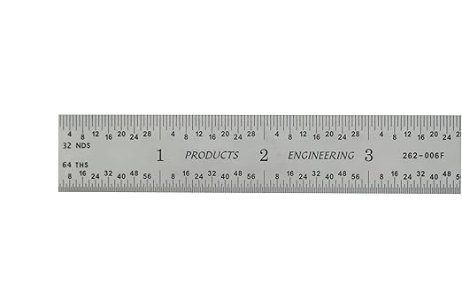 PEC Tools Rigid 6" Metal Ruler Set of 2, High Carbon Steel, Measurement Markings 1/32", 1/64", 0.5mm, 1mm, Suitable for Engineers Between Imperial and Metric Systems, Made in USA