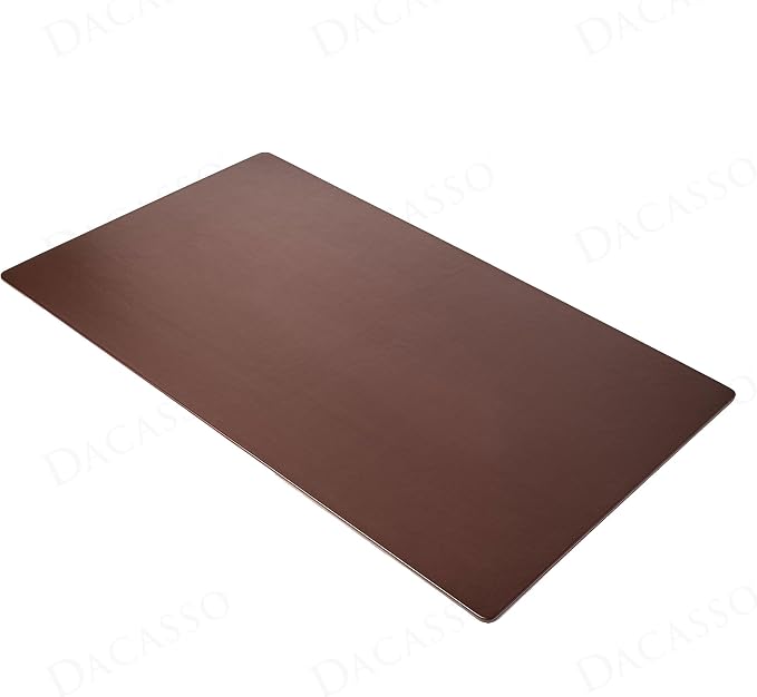 Dacasso 34" x 20", Chocolate Brown Luxury Leather Desk Pad w/Out Side Rails - Executive Desk Mat Surface Protector