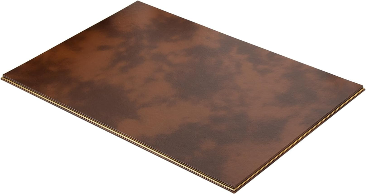 Cloud Luxury Leather Desk Set – 10 Piece Executive Desk Organizer with Desk Pad, Double Document Tray, Pen Holder, Memo Holder, Business Card Holder & Phone Stand – Gold Office Accessories (Tan)
