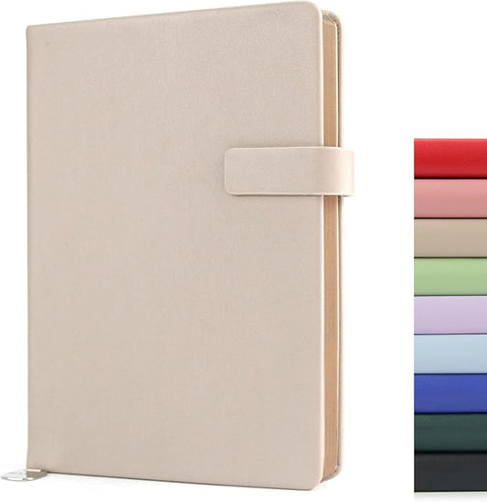Hardcover Leather Journal Notebook A5 Lined 212 Pages 5x8.25 Inches Gold Edged Pages with Strap Closure Travel Work School Writing Journaling Notebooks for Women Men Gift Box Packaging Light Brown