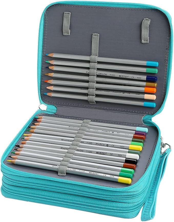 PU Pencil Case - 72 Slots Colored Pencil Case Organizer with Zipper for Watercolor Pens, Pencil Case Organizer for Artist
