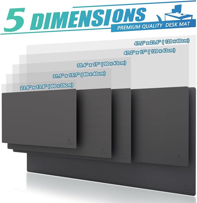 K KNODEL Large Office Desk Mat, Leather Mouse Pad (31.5"x15.7", Dark Gray) | Desk Pad, Keyboard Pad, Computer and Laptop Mat, Desktop Protector and Cover, Writing Pad and Blotter for Home Office