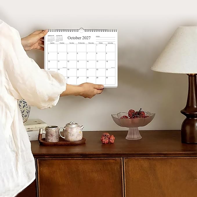 Small Wall Calendar 2026-2027 - Mini Calendar 2026-2027 from July 2026 - December 2027, 18 Months Little Calendar with Premium Paper, 6" x 8", Black