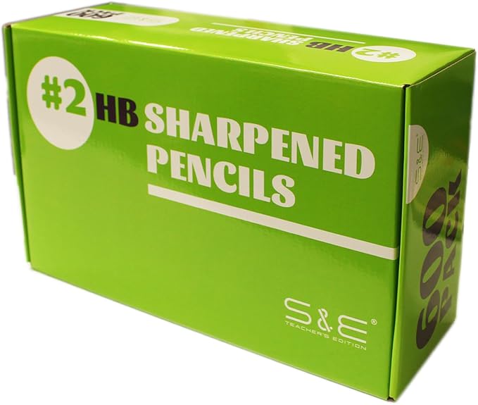 S & E TEACHER'S EDITION 600 Pack Pre-sharpened #2 Pencils with Erasers – Bulk Yellow Woodcase HB Lead Pencils for Classrooms, Standardized Tests, Offices & Back to School – No.2 Pencil Value Box