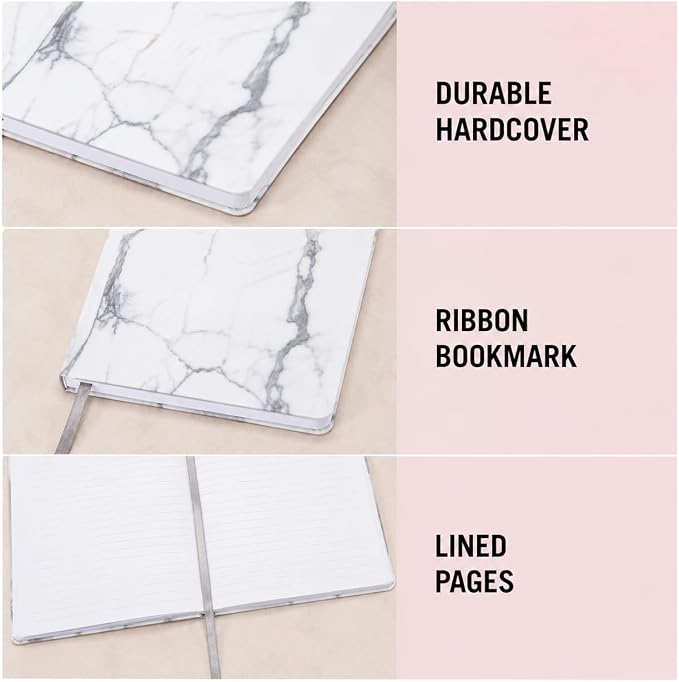 WORLD TRAVELER Large Lined Journal Notebook 256 Ruled White & Ivory Pages | Lay-Flat Binding, Gilded Page Edges Resist Wear, Reinforced Square Corners, Bleed-Resistant Smooth Paper