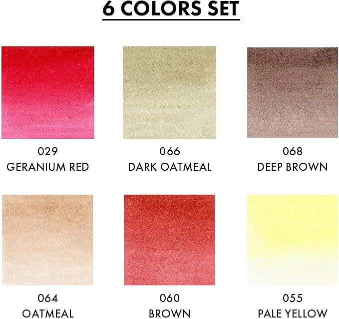 Kuretake ZIG CLEAN COLOR Real Brush 6 colors set 'Portrait colors Ⅱ' for illustration, design art, lettering, calligraphy, drawing