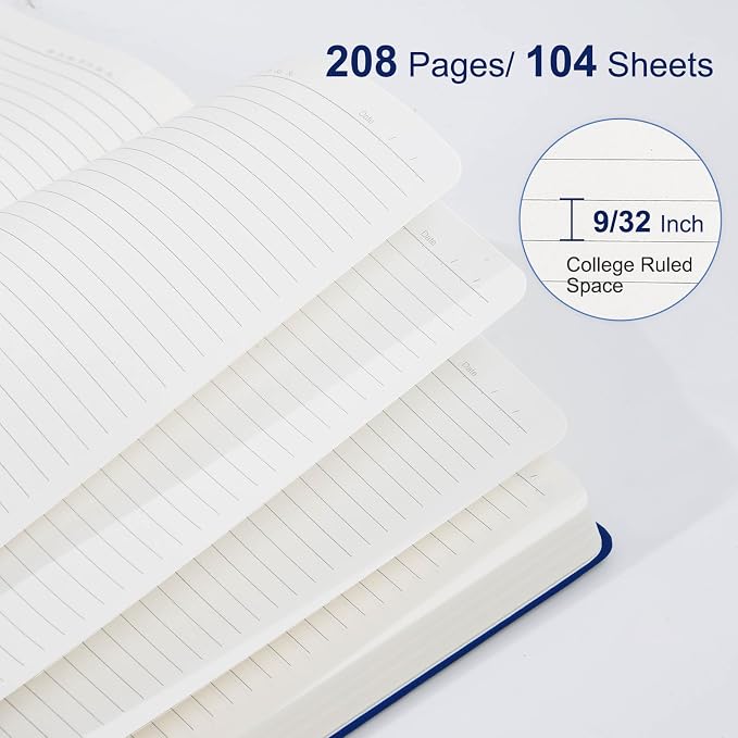 Comix B5 Lined Journal Notebooks, 208 Pages, 6.9 x 9.8 Inches, Navy Blue, Hardcover Journaling Notebooks for Men & Women- Fits for Office, Business, School, Notes Taking & Writing