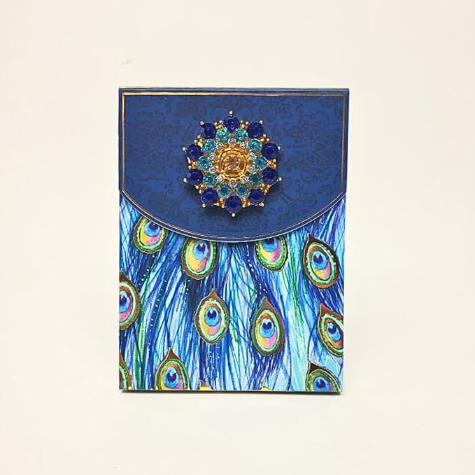 Punch Studio Flip-Top Notepad For Daily Notes or Notes on-the-go, with Magnetic Closure, Brooch Embellishment, Gold-Foil Accents & 75 Illustrated Sheets, 5" x 3.75" - Peacock Tail (44668)