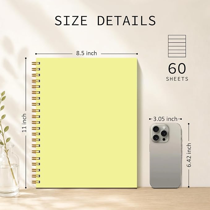 Spiral Notebook 8.5"x11" Hardcover College Ruled Journal 100GSM | 4 pack,no ink bleed,120 pages,lined thick paper,cute bright colors,for school office travel and note taking women men