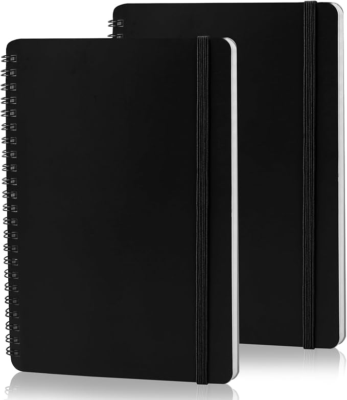 Utron Spiral Notebook For Women & Men, 2PCS Spiral Journal Notebooks, 5.9 x 8.3” College Ruled Notebook For Work Notes, Journal Writing, And Daily Life Entries (Black)
