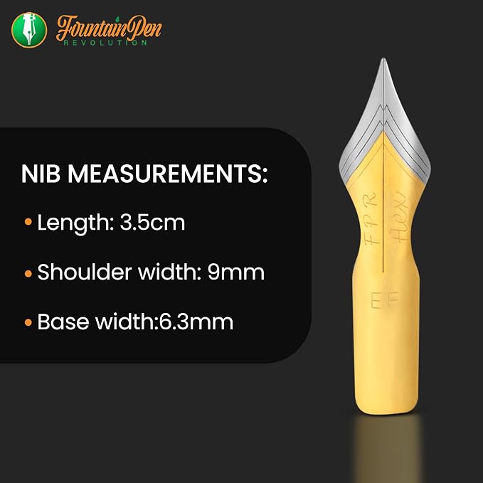 FPR #6 Two-Toned EF Ultra Flex Fountain Pen Nib for Writers, Professionals | Custom-Ground Shoulders, 0.4 mm EF to 2.0 mm Line Variation, German-Made Stainless Steel Tipping, Drill Point