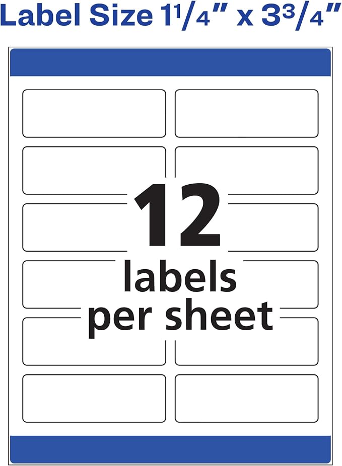 Avery Print-to-the-Edge Printable Address Labels, 1.25" x 3.75", Matte White, Sure Feed Technology, Laser & Inkjet Compatible, 300 Blank Labels, Great for Mailing, Branding, and More (6879)