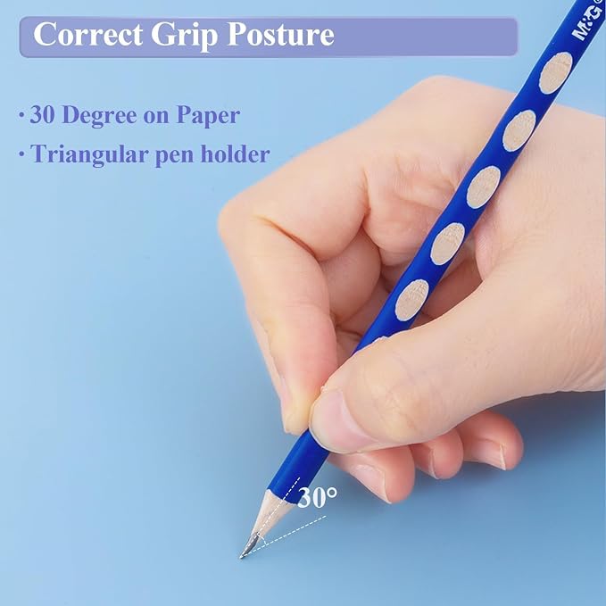 M&G 30pcs Triangular Pencils, 2B Pencils with Grip Correction, Wooden Graphite Pencils, Pre-Sharpened Break-Resistant, Suitable for Writing, Drawing, and Sketching