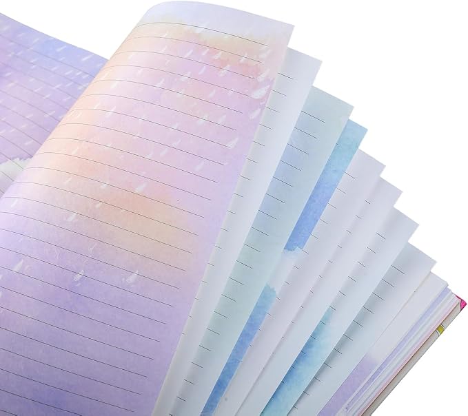 SIIXU Colorful Pages Writing Notebook, Unique Journal for Note & Diary | Hand-illustrated by an Artist, Elastic Closure, 2 Ribbon Bookmark,B5, Lined, 100gsm No-bleed Paper,Lay-flat