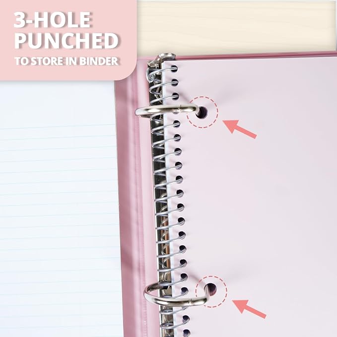 ONAVIA 3 Subject Spiral Notebook College Ruled 3 Pack, 300 Pages | 150 Sheets, 9 x 11 in, 6 Pack Waterproof Plastic Cover, Durable, School Notebooks, Homework, Test Prep