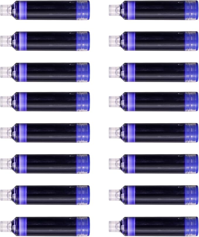 WRITECH W-1784 Cartridge Blue Ink: 16ct Blue Ink Cartridges Set Clictek Fountain Pens