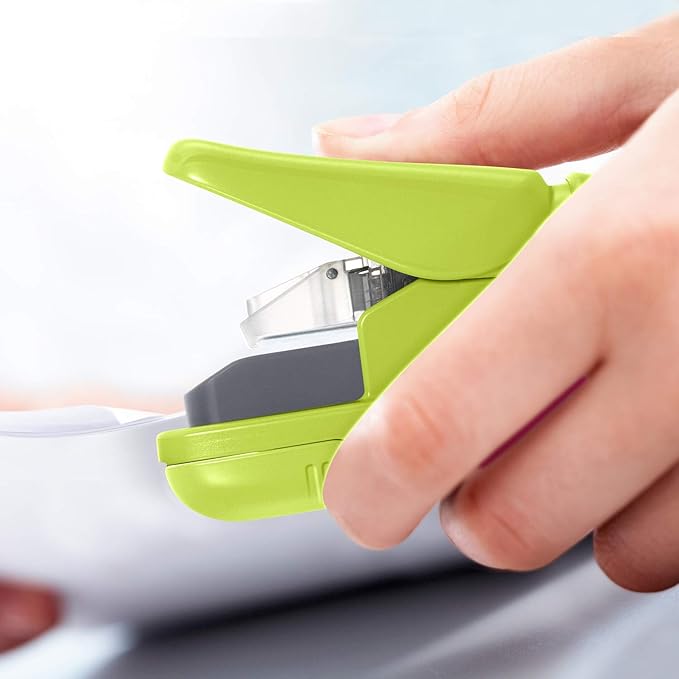 Plus Paper Clinch Compact Staple-Free Stapler, Heavy Duty, Green