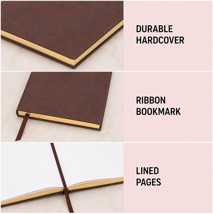 WORLD TRAVELER Large Lined Journal Notebook 256 Ruled White & Ivory Pages | Lay-Flat Binding, Gilded Page Edges Resist Wear, Reinforced Square Corners, Bleed-Resistant Smooth Paper