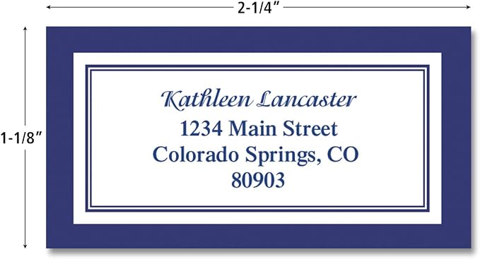 Colorful Images Return Address Labels | Navy Crisp Border, 144 Count, Self-Adhesive on Flat-Sheet Labels, Customize with Name & Shipping Address